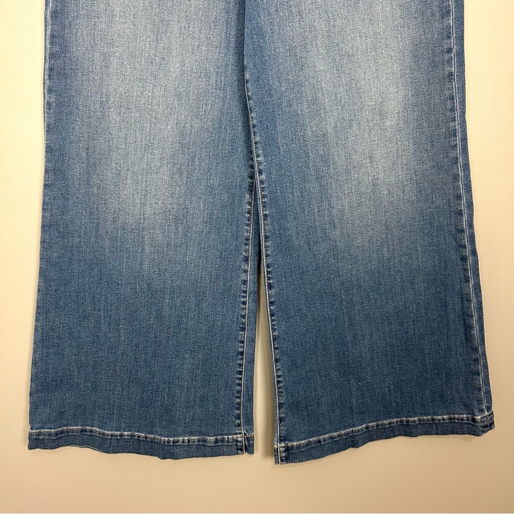 KFTK Goldie Super Wide Leg Jeans Women’s Size 12 Darted High Rise Stretch Denim - Picture 5 of 11